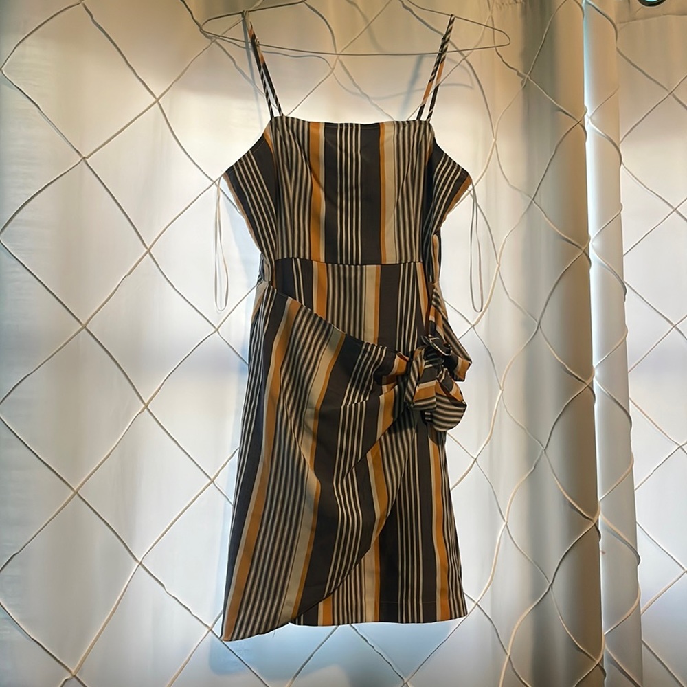 Blue, White, and Orange Striped Promesa Dress (Size M)